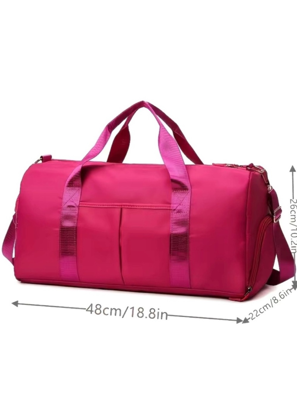 Women’s Hot Pink Travel Duffel Bag with Adjustable Strap - Picture 4 of 7